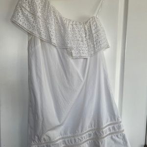 Off the shoulder embroidered white dress one shoulder